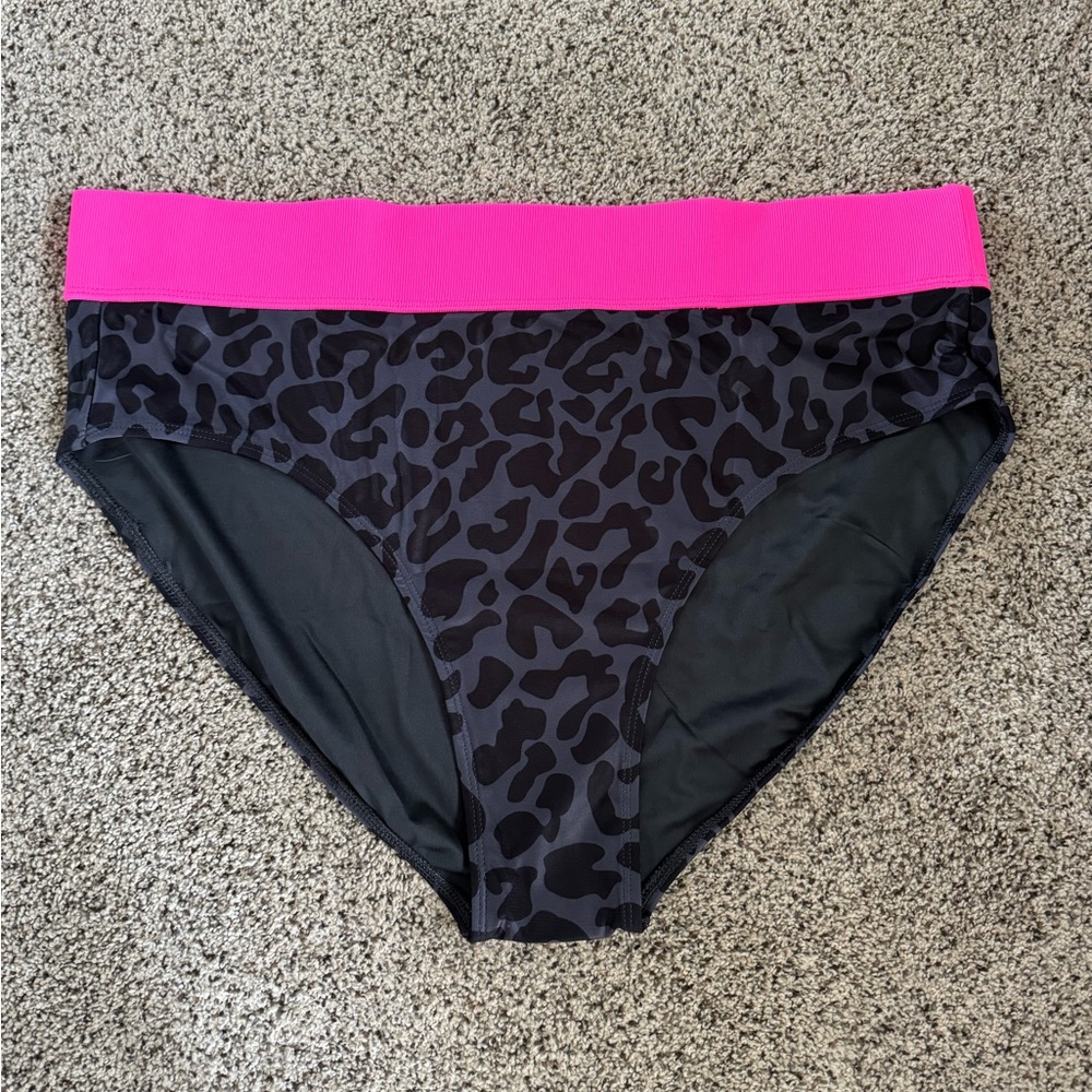 Mack and Mal Ray Of Sunshine Swim Bottoms- Charcoal Leopard & Neon Pink- New!